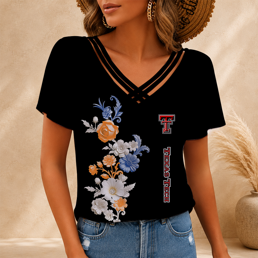 [FAN FAVORITE] NEW CUSTOMIZED NCAA CWS20 TRR TEXAS TECH RED RAIDERS V-NECK SHIRT