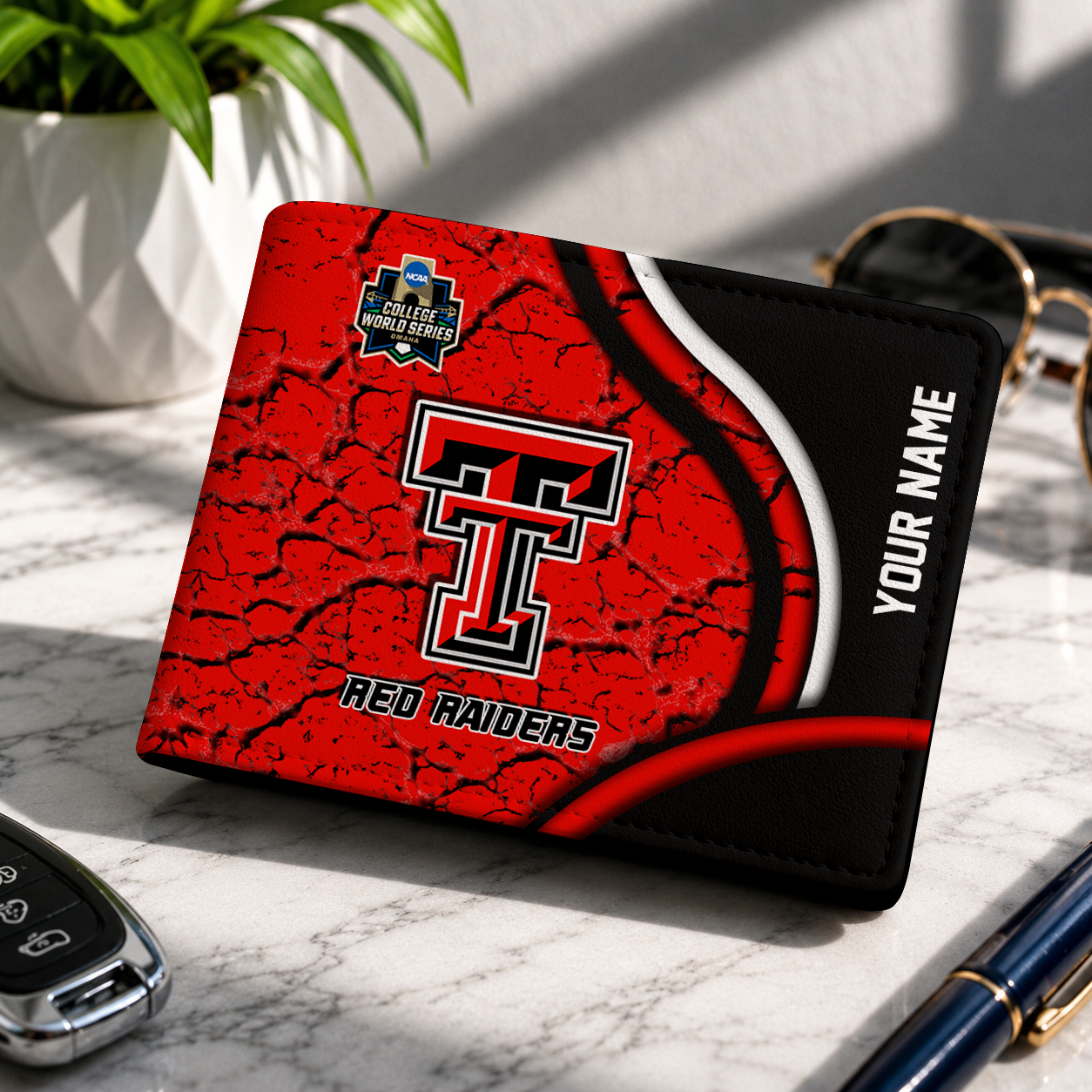 VIRAL EDITION - NEW CUSTOMIZED NCAA CWS20 TRR TEXAS TECH RED RAIDERS LEATHER WALLET
