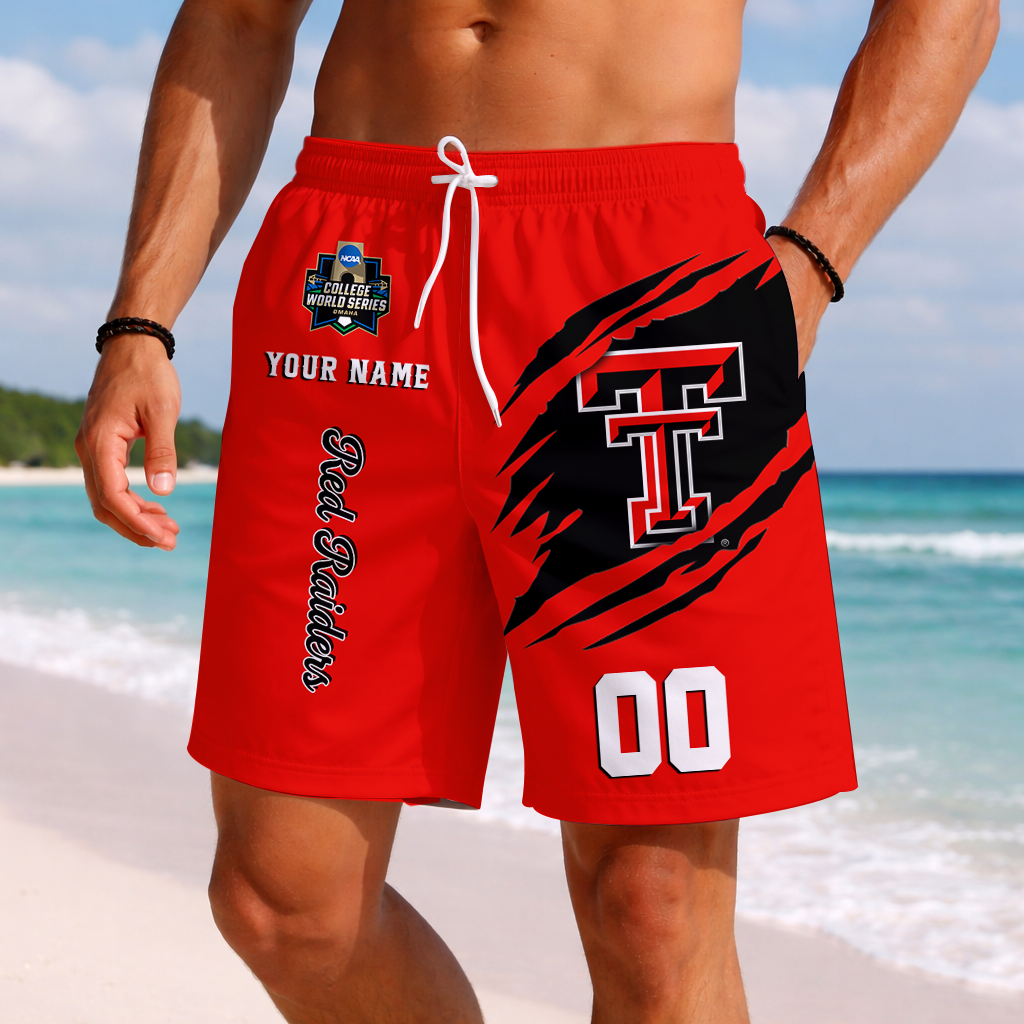 LIMITED EDITION - NEW CUSTOMIZED NCAA CWS20 TRR TEXAS TECH RED RAIDERS SHORT PANTS