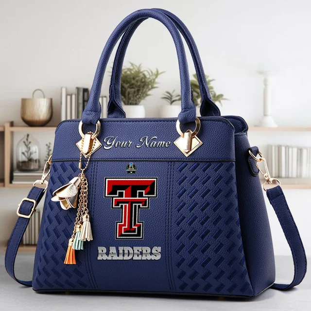 LIMITED EDITION - NEW CUSTOMIZED NCAA CWS20 TRR TEXAS TECH RED RAIDERS ZIP HANDBAG MULTICOLOR
