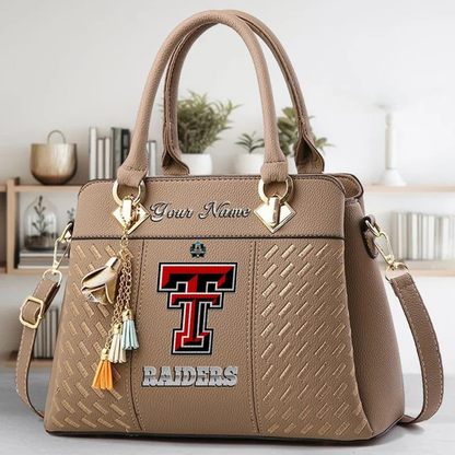 LIMITED EDITION - NEW CUSTOMIZED NCAA CWS20 TRR TEXAS TECH RED RAIDERS ZIP HANDBAG MULTICOLOR