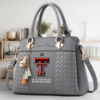 LIMITED EDITION - NEW CUSTOMIZED NCAA CWS20 TRR TEXAS TECH RED RAIDERS ZIP HANDBAG MULTICOLOR