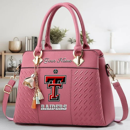 LIMITED EDITION - NEW CUSTOMIZED NCAA CWS20 TRR TEXAS TECH RED RAIDERS ZIP HANDBAG MULTICOLOR