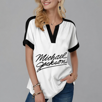 [FAN EXCLUSIVE] NEW CUSTOMIZED MICHAEL JACKSON V-NECK FEMALE SHIRT
