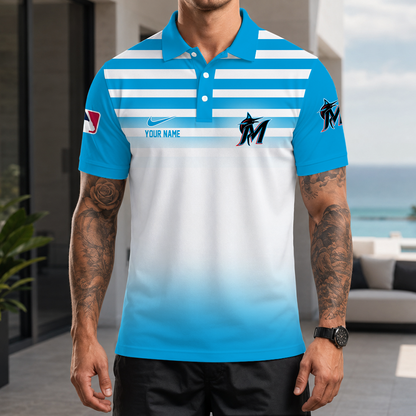 [FLASH SALE] NEW CUSTOMIZED MLB20 MMS MIAMI MARLINS POLO SHIRT