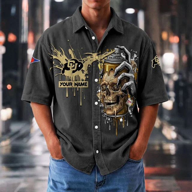 MEGA SALE - NEW CUSTOMIZED NCAA FBS20 CRB CR BUFFALOES SEERSUCKER BUTTON SHIRT