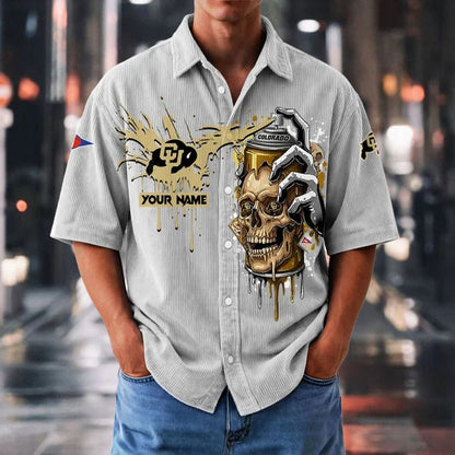 MEGA SALE - NEW CUSTOMIZED NCAA FBS20 CRB CR BUFFALOES SEERSUCKER BUTTON SHIRT