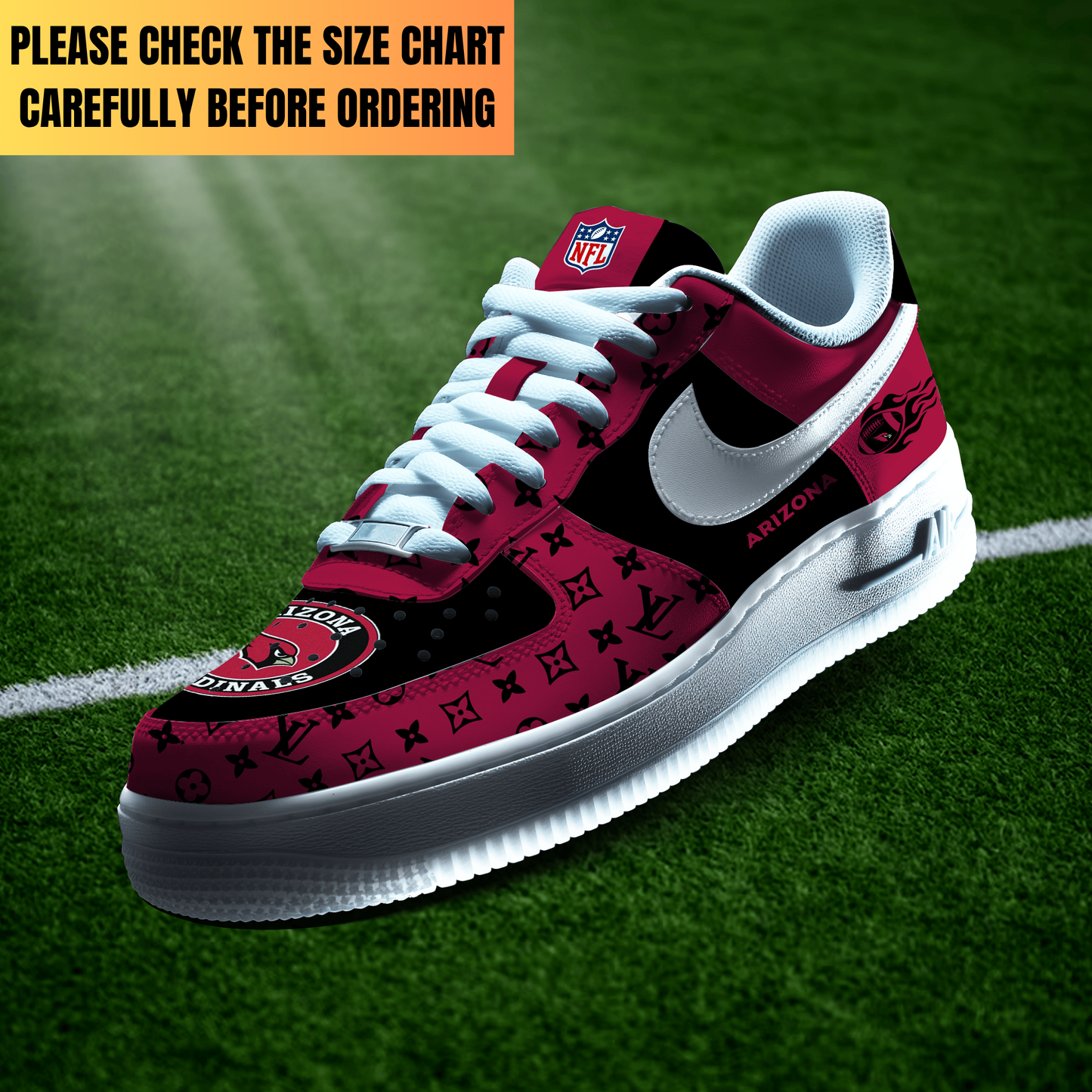 LIMITED EDITION - NEW CUSTOMIZED NFL20 ARC ARIZONA CARDINALS AF1 SHOES