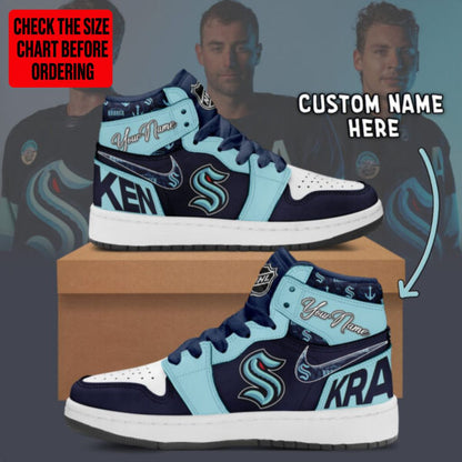 [SUPER SALE] NEW CUSTOMIZED NHL20 STK SEATTLE KRAKEN AIR JORDAN SNEAKERS