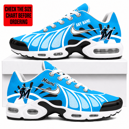 LIMITED EDITION - NEW CUSTOMIZED MLB20 MMS MIAMI MARLINS AIR MAX PLUS SNEAKERS
