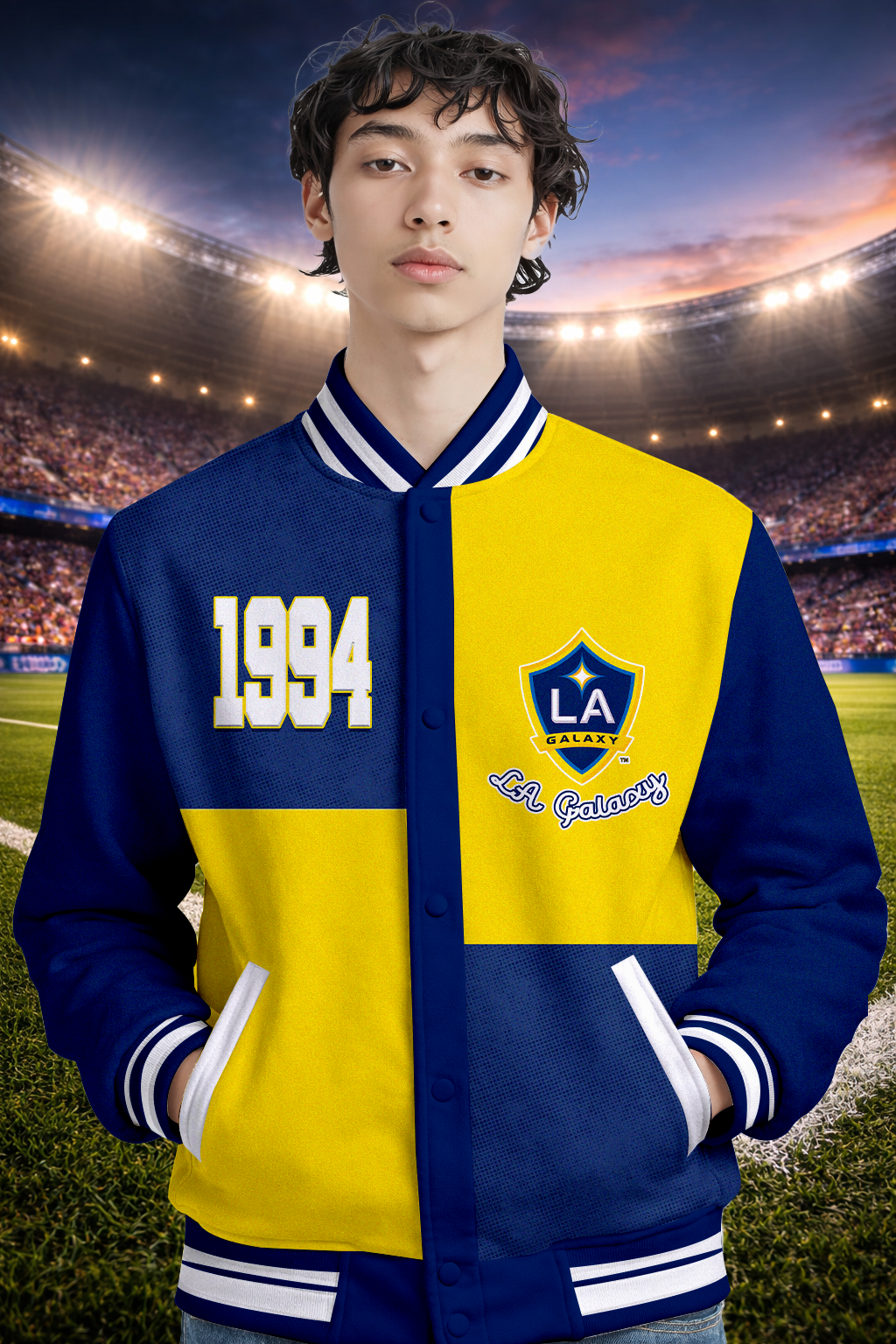 LIMITED EDITION - NEW CUSTOMIZED MLS20 LAG LA GALA SATIN VARSITY & BASEBALL JACKET