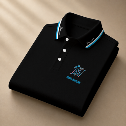 LIMITED EDITION - NEW CUSTOMIZED MLB20 MMS MIAMI MARLINS POLO SHIRT