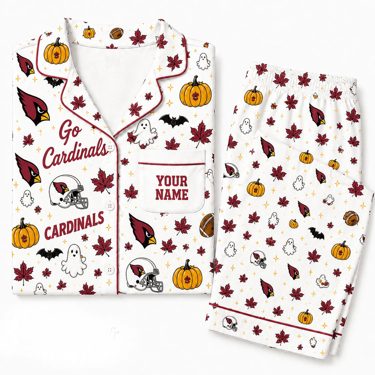 [SPECIAL OFFER] NEW CUSTOMIZED NFL20 ARC ARIZONA CARDINALS HALLOWEEN LONG PAJAMAS SET