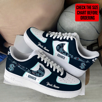 [SUPER SALE] NEW CUSTOMIZED NHL20 STK SEATTLE KRAKEN AF1 SHOES
