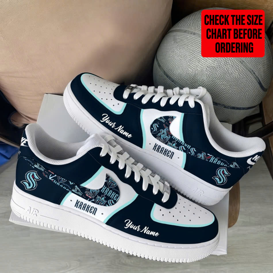 [SUPER SALE] NEW CUSTOMIZED NHL20 STK SEATTLE KRAKEN AF1 SHOES