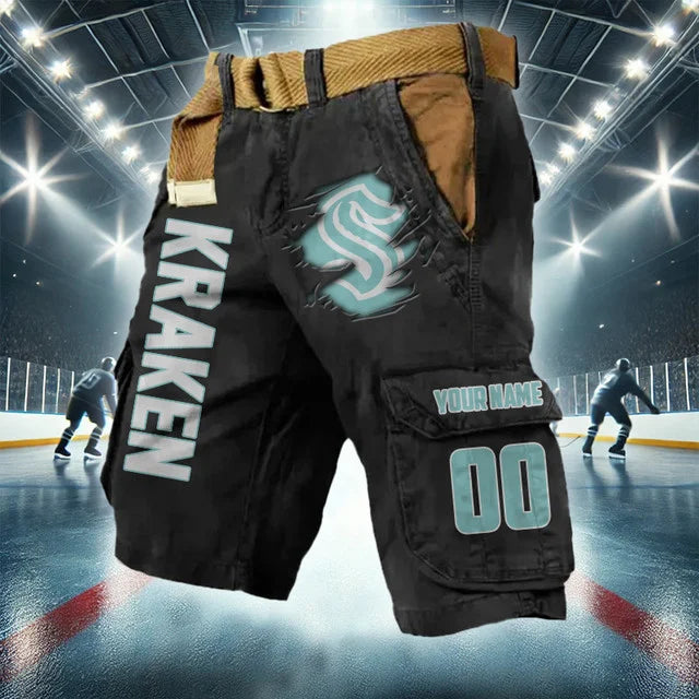 [SUPER SALE] NEW CUSTOMIZED NHL20 STK SEATTLE KRAKEN CARGO SHORTS