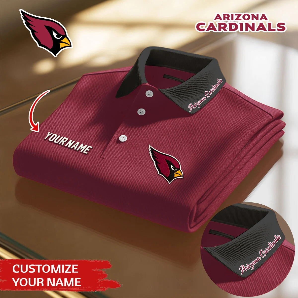 LIMITED EDITION - NEW CUSTOMIZED NFL20 ARC ARIZONA CARDINALS POLO SHIRT