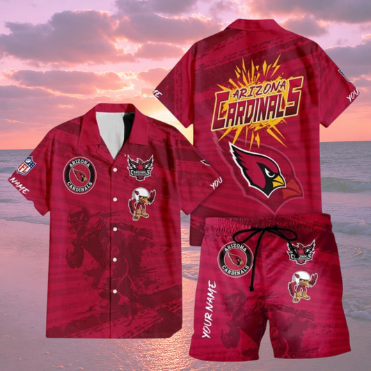 LIMITED EDITION  - NEW CUSTOMIZED NFL20 ARC ARIZONA CARDINALS UNISEX HAWAIIAN SHIRT & SHORTS SET