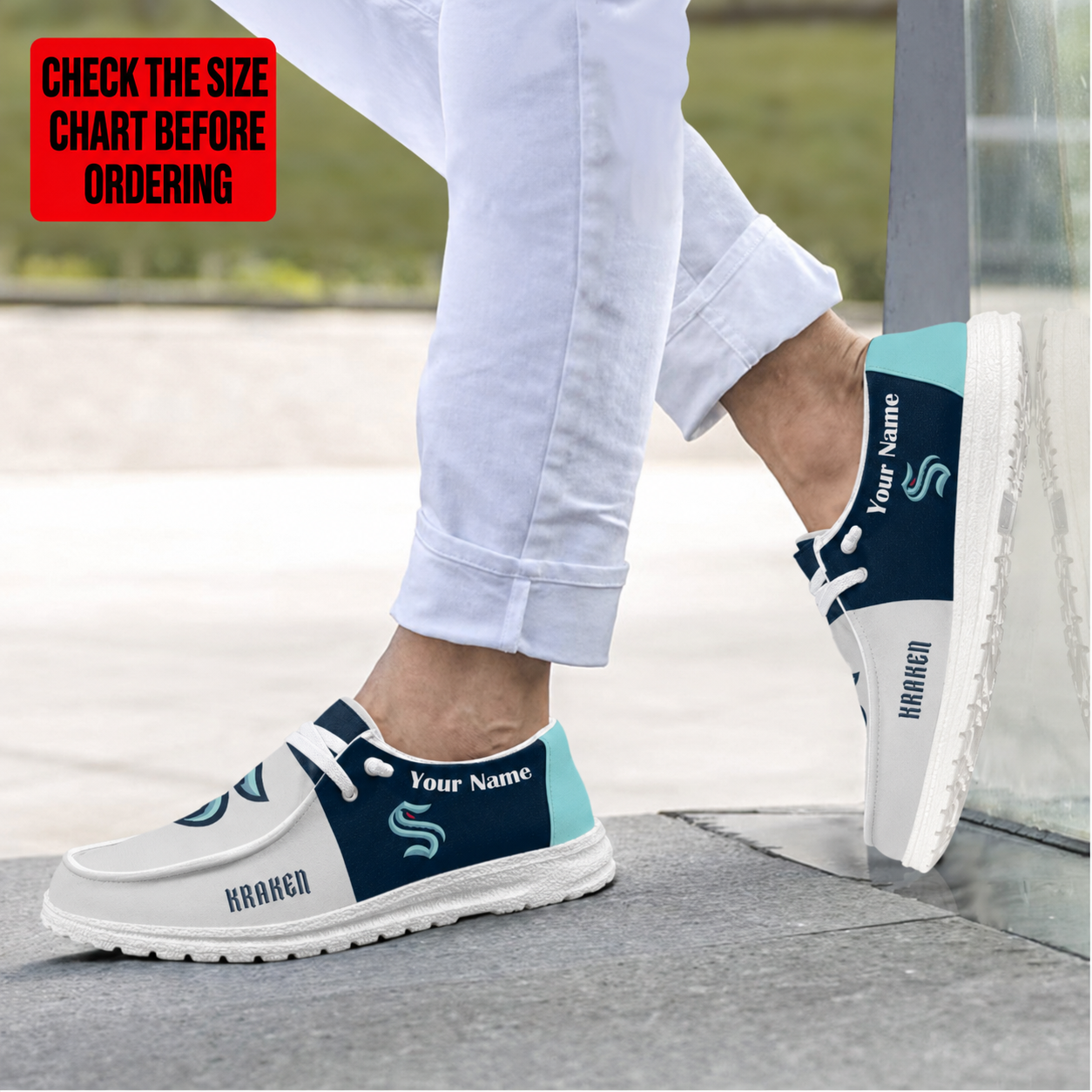 [SUPER SALE] NEW CUSTOMIZED NHL20 STK SEATTLE KRAKEN PREMIUM LOAFER SHOES
