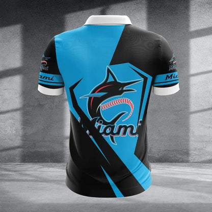 [FLASH SALE] NEW CUSTOMIZED MLB20 MMS MIAMI MARLINS ZIP POLO SHIRT