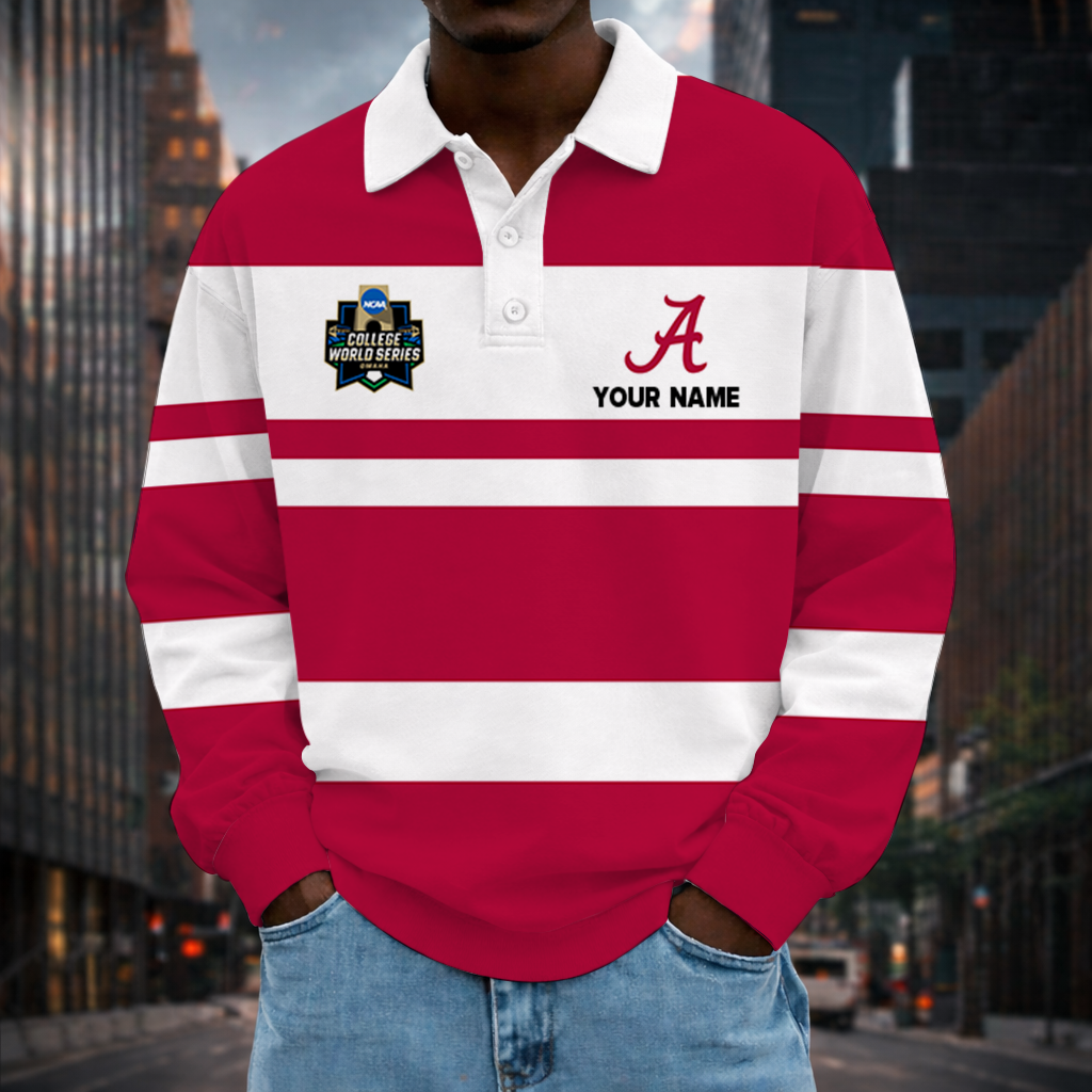 LIMITED EDITION - NEW CUSTOMIZED NCAA CWS21 ABC ALABAMA CRIMSON TIDE UNISEX LONG SLEEVE POLO