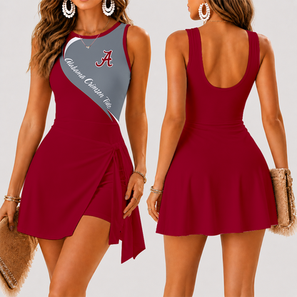 [FAN FAVORITE] NEW CUSTOMIZED NCAA CWS21 ABC ALABAMA CRIMSON TIDE WOMEN'S SUMMER SKORT DRESS