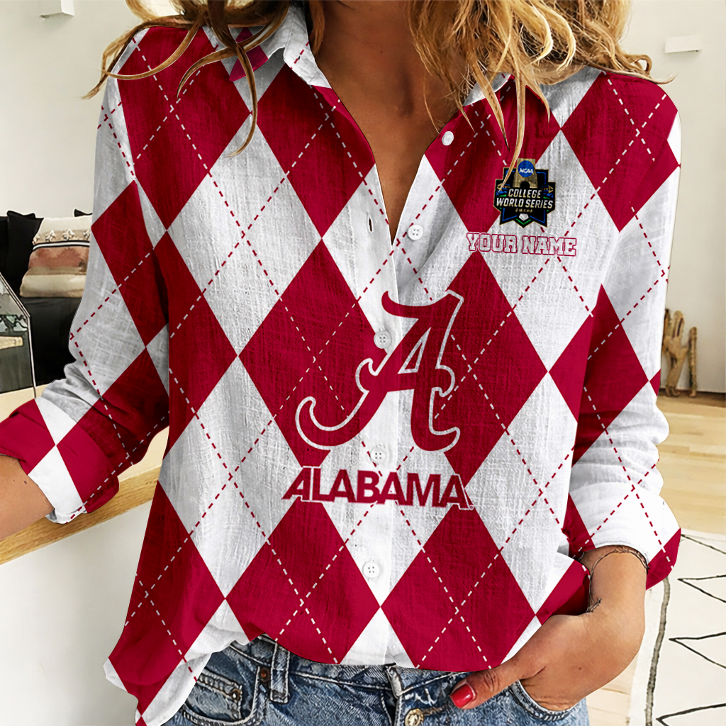 LIMITED DROP - NEW CUSTOMIZED | NCAA CWS21 ABC AB CRIMSON TIDE WOMEN CASUAL SHIRT FOR FAN