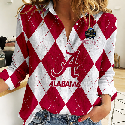 LIMITED DROP - NEW CUSTOMIZED | NCAA CWS21 ABC AB CRIMSON TIDE WOMEN CASUAL SHIRT FOR FAN