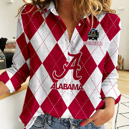 LIMITED DROP - NEW CUSTOMIZED | NCAA CWS21 ABC AB CRIMSON TIDE WOMEN CASUAL SHIRT FOR FAN