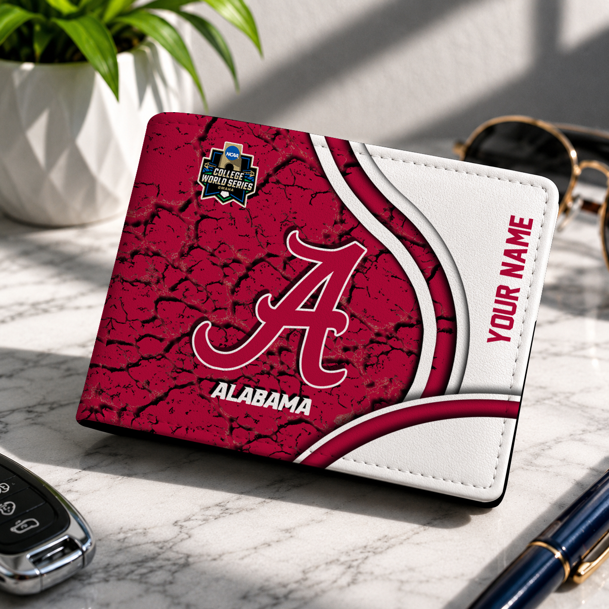 VIRAL EDITION - NEW CUSTOMIZED NCAA CWS21 ABC ALABAMA CRIMSON TIDE LEATHER WALLET