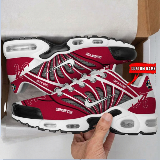 LIMITED EDITION - NEW CUSTOMIZED NCAA CWS21 ABC ALABAMA CRIMSON TIDE UNISEX AIR MAX PLUS SNEAKERS