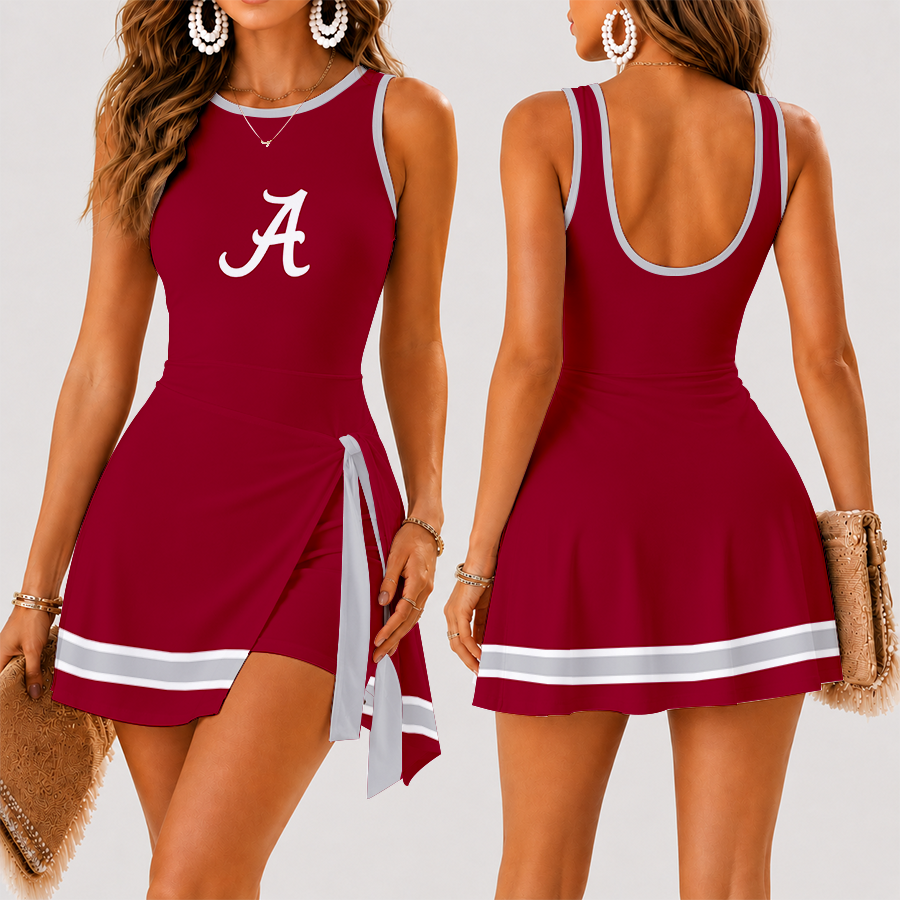 [FAN FAVORITE] NEW CUSTOMIZED NCAA CWS21 ABC ALABAMA CRIMSON TIDE WOMEN'S SUMMER SKORT DRESS