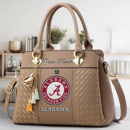 LIMITED EDITION - NEW CUSTOMIZED NCAA CWS21 ABC ALABAMA CRIMSON TIDE ZIP HANDBAG MULTICOLOR