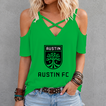 [FAN EXCLUSIVE] NEW CUSTOMIZED MLS21 ATF AUSTIN FC CRISS CROSS V-NECK TOP