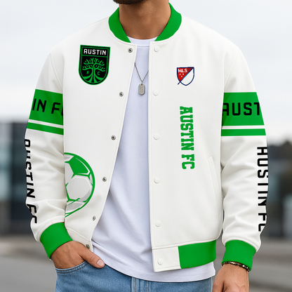 TOP SELLING - NEW CUSTOMIZED MLS21 ATF AUSTIN SATIN VARSITY & BASEBALL JACKET