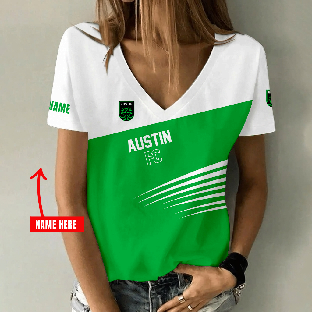 [FAN EXCLUSIVE] NEW CUSTOMIZED MLS21 ATF AUSTIN FC V-NECK FEMALE SHIRT