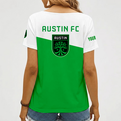 [FAN EXCLUSIVE] NEW CUSTOMIZED MLS21 ATF AUSTIN FC V-NECK FEMALE SHIRT