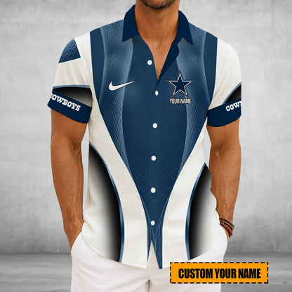 LIMITED EDITION - NEW CUSTOMIZED NFL21 DCB DALLAS COWBOYS SHORT SLEEVE BUTTON-UP SHIRT