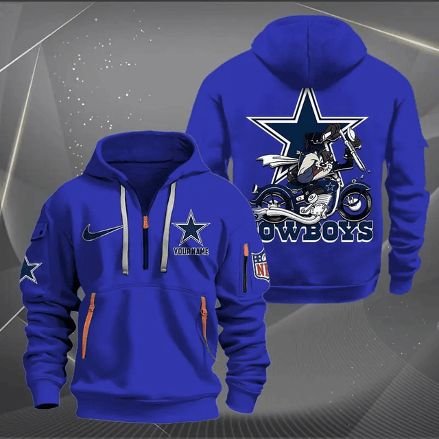 [SPECIAL OFFER] NEW CUSTOMIZED NFL21 DCB DALLAS COWBOYS MUTICOLOR QUARTER ZIP HOODIE
