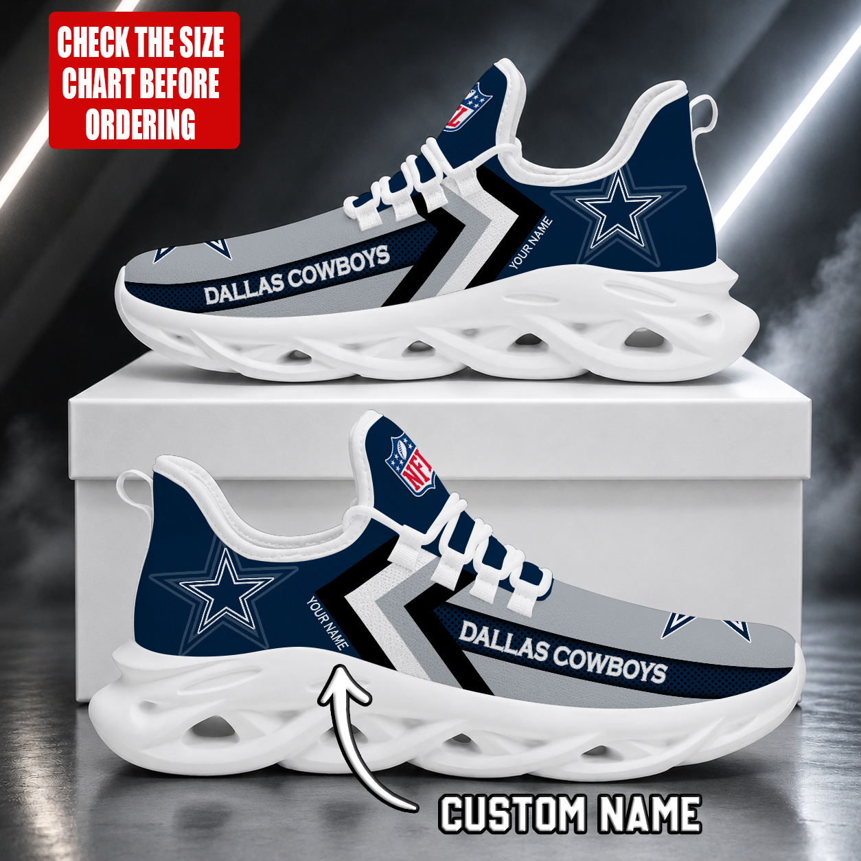 LIMITED EDITION - NEW CUSTOMIZED NFL21 DCB DALLAS COWBOYS UNISEX MAX SOUL SHOES