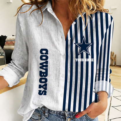 ELITE EDITION - NEW CUSTOMIZED NFL21 DCB DALLAS COWBOYS WOMEN CASUAL SHIRT