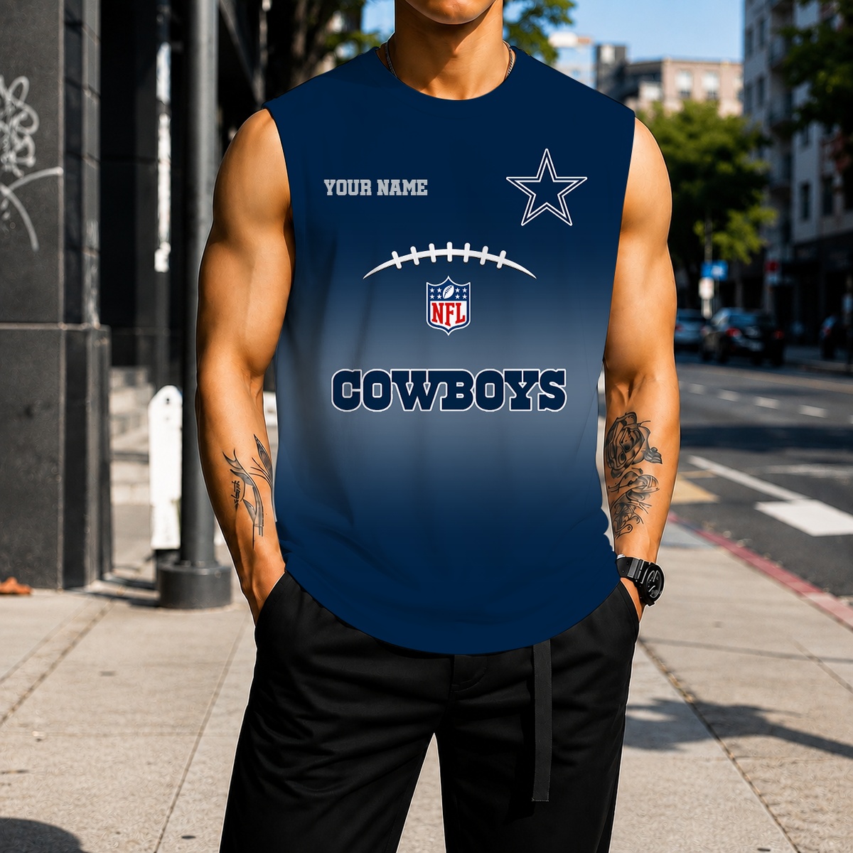 LIMITED EDITION - NEW CUSTOMIZED NFL21 DCB DALLAS COWBOYS MEN'S GYM SHIRT