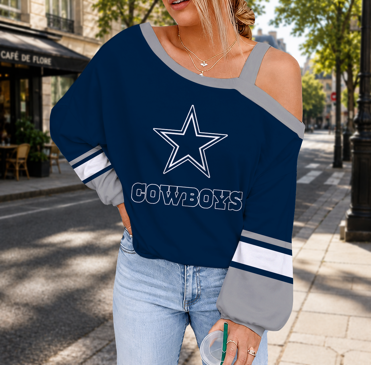 SPECIAL EDITION - NEW CUSTOMIZED NFL21 DCB DALLAS COWBOYS DROP SHOULDER SWEATSHIRT