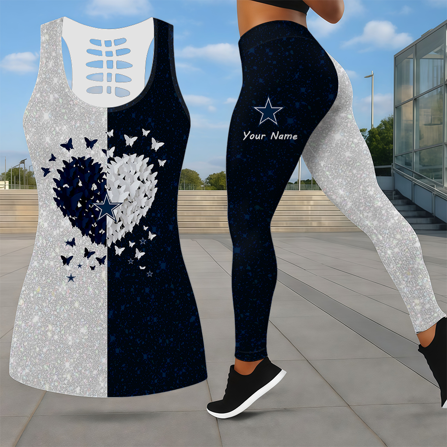 LIMITED EDITION - NEW CUSTOMIZED NFL21 DCB DALLAS COWBOYS LEGGINGS & HOLLOW TANK TOP SET