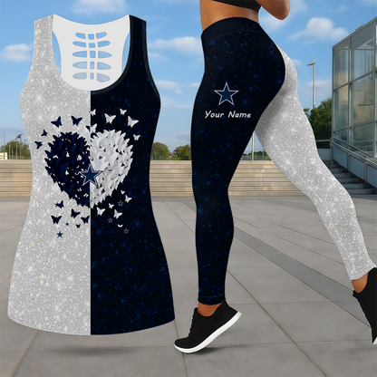 LIMITED EDITION - NEW CUSTOMIZED NFL21 DCB DALLAS COWBOYS LEGGINGS & HOLLOW TANK TOP SET