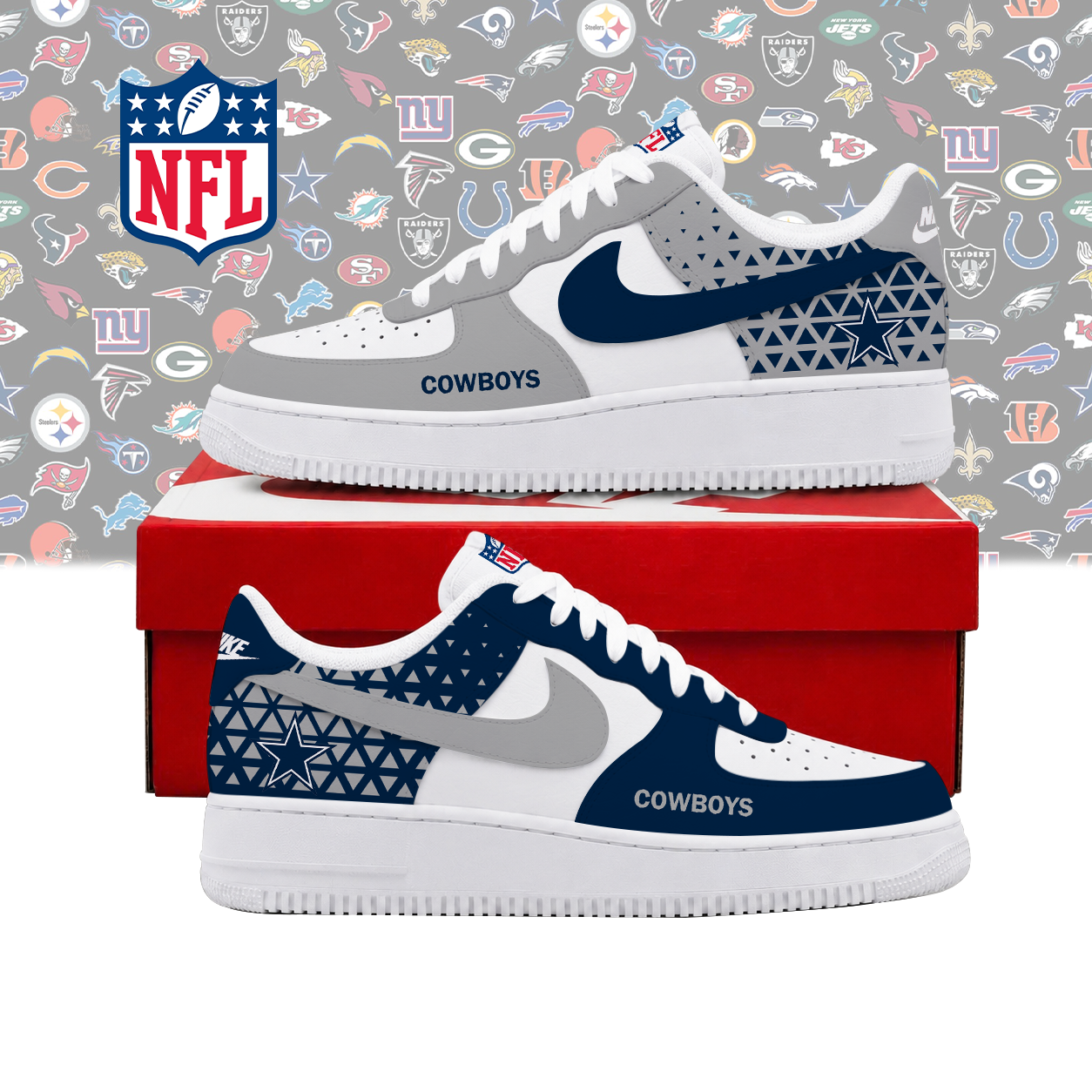LIMITED EDITION - NEW CUSTOMIZED NFL21 DCB DALLAS COWBOYS AF1 SHOES