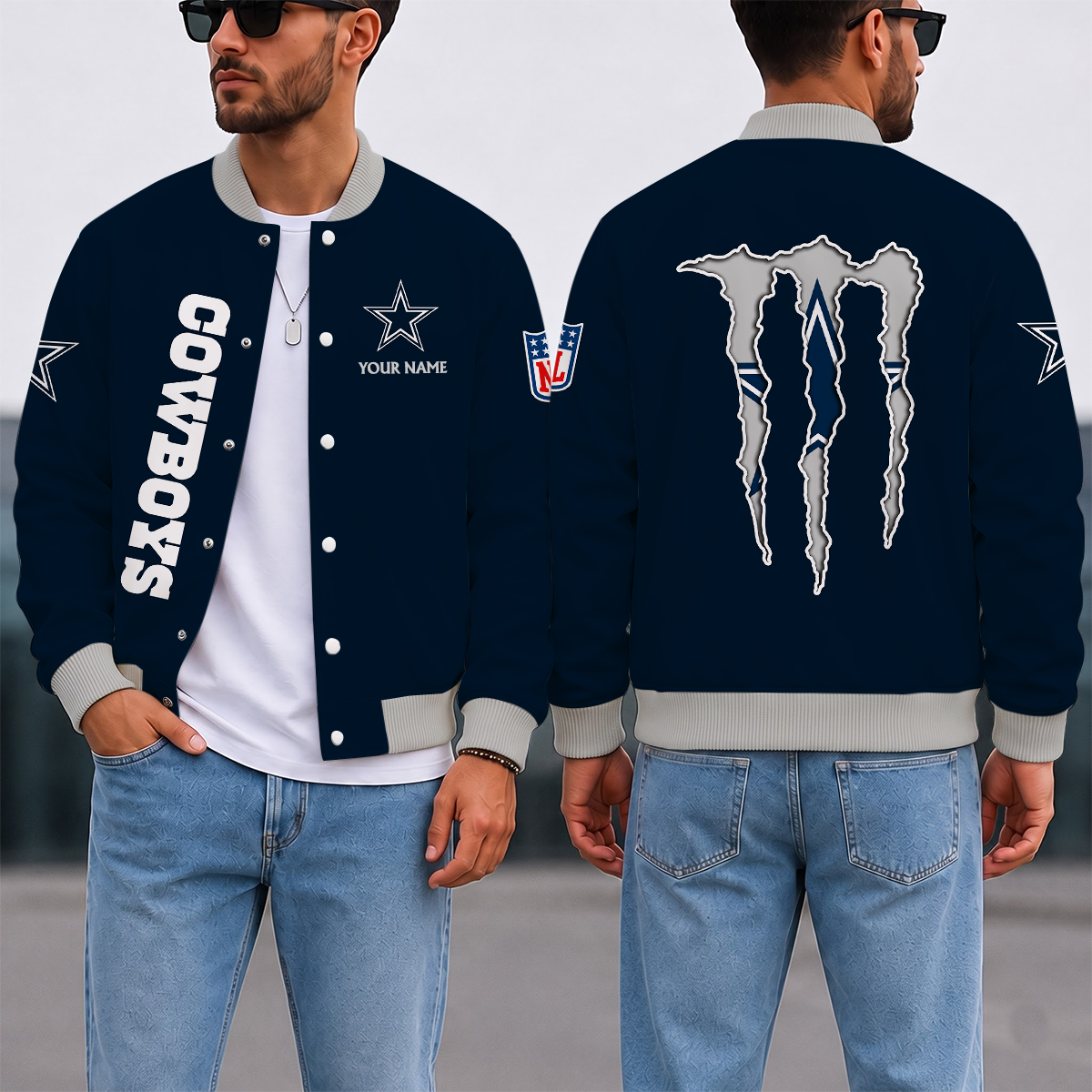 LIMITED EDITION - NEW CUSTOMIZED NFL21 DCB DALLAS COWBOYS SATIN VARSITY & BASEBALL JACKET