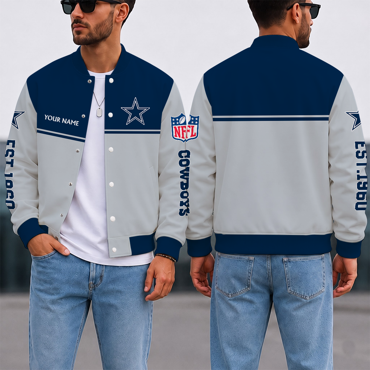 LIMITED EDITION - NEW CUSTOMIZED NFL21 DCB DALLAS COWBOYS SATIN VARSITY & BASEBALL JACKET