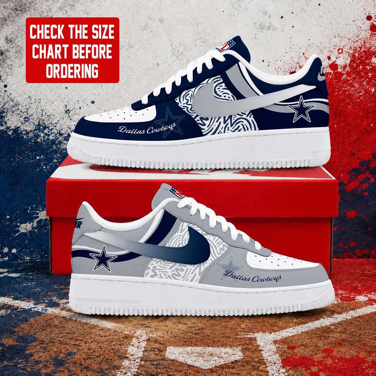 LIMITED EDITION - NEW CUSTOMIZED NFL21 DCB DALLAS COWBOYS AF1 SHOES