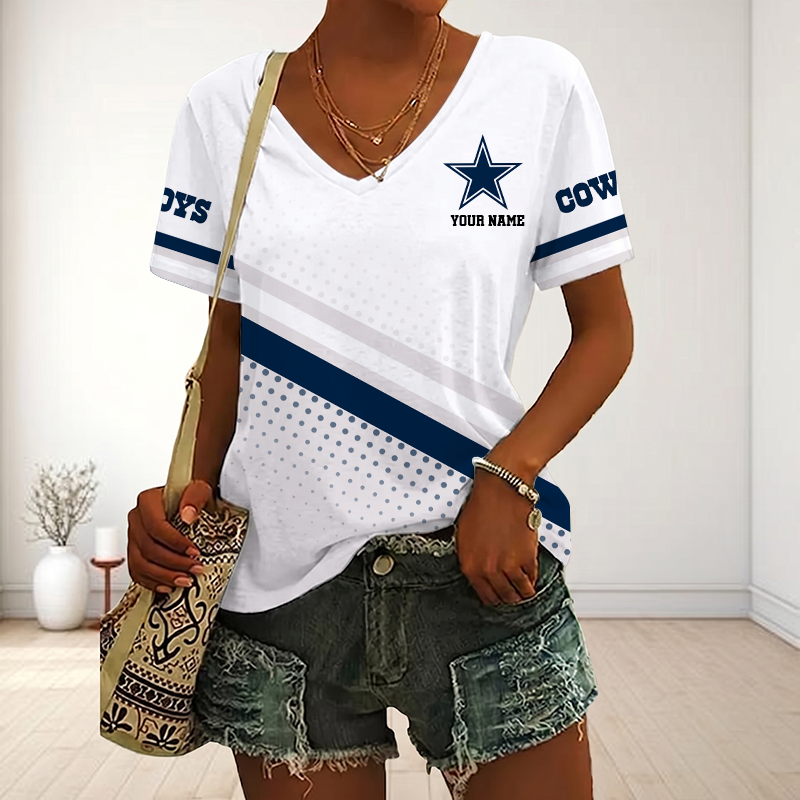 LIMITED EDITION - NEW CUSTOMIZED NFL21 DCB DALLAS COWBOYS V-NECK FEMALE SHIRT